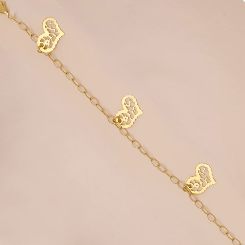 Βραχιόλι καρδιές 14K χρυσό