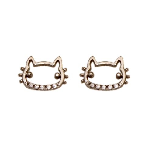 Σκουλαρίκια “Hello Kitty” 14Κ λευκόχρυσο & ζιργκόν